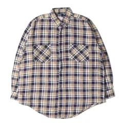 【好配色】McGREGOR マクレガー シャツ サイズ:詳細参照(XL位) / 80s MAXIMUM プリントチェック フランネル シャツ / ネイビー ベージュ / 80年代 ヴィンテージ 古着 / トップス カジュアルシャツ 長袖【メンズ】【中古】