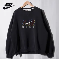90s USA製 銀タグ ナイキ NIKE スウェット XL 相当 表記 M ブラック ロゴ刺繍 ナイキエア NIKE AIR ヴィンテージ Vintage ストリート オーバーサイズ ビッグシルエット スポーツミックス 裏起毛 古着 J331