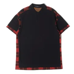 FRED PERRY フレッドペリー ポロシャツ サイズ:42 / タータンチェック 切替 ストレッチ ニット ポロシャツ (M5800) / Laurel Wreath / ブラック レッド / トップス 半袖【メンズ】【中古】