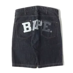 A BATHING APE ア ベイシング エイプ パンツ サイズ:M / BAPEロゴ リジッド デニム ショーツ / インディゴ / ボトムス ショートパンツ【メンズ】【中古】
