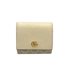 ★ グッチ GUCCI 二つ折り財布 GGマーモント 598587 GGスプリームキャンバス/レザー ベージュ系 レディース