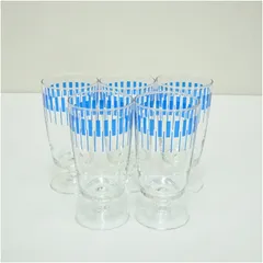 昭和レトロ　アデリア　足付グラス5客  食器 おしゃれ かわいい コップ お酒 アンティーク カフェ 居酒屋 来客 普段使い レトロ 上品