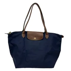 LONGCHAMP(ロンシャン) ショルダーバッグ ル・プリアージュオリジナル ネイビー×ダークブラウン 折りたたみ レザー