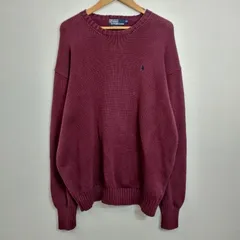 POLO RALPH LAUREN ポロ ラルフローレン ニット セーター クルーネック プルオーバー ポニー 刺繍 パープル系 100 OLD VINTAGE 90s C439