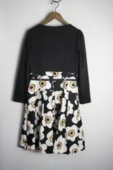 Ms GRACY M'S GRACY エムズグレイシー 花柄 切り替え 長袖 ワンピース 黒 1086Q★4