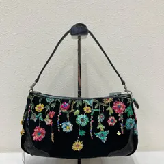 411　Think Bee!　シンクビー！　ハンドバッグ　ゴブラン織り　ビーズ　スパンコール　刺繍　ブラック　黒　花柄　フラワー　レディース　シンプル　きれいめ　上品　小さめ　ミニ