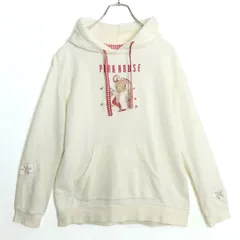 ピンクハウス★うさぎの刺繍がキュート♪ロゴプリント ギンガムチェック パーカーサイズ3(M) ホワイト系 z18659