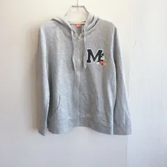 美品✨ ディズニー Disney パーカー ジップアップ フーディー スウェット ミッキーマウス ライトグレー 長袖 ワンポイント ロゴ キャラクター 羽織り 大人カジュアル ハニーズ