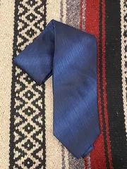古着 ネクタイ 青 紺 斜ストライプ 太ライン