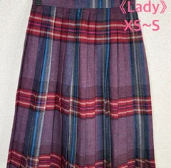 チェック プリーツスカート ウール混 ミモレ丈スカート W60 秋冬スカート