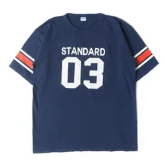 【美品】STANDARD CALIFORNIA スタンダードカリフォルニア Tシャツ サイズ:L / Champion バータグ グラフィック ロゴ フットボール Tシャツ (C8-P316) / ネイビー 紺 / トップス カットソー 半袖【メンズ】【中古】