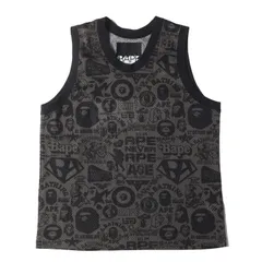 A BATHING APE ア ベイシング エイプ サイズ:L / 00s アイコン総柄 バスケジャージ タンクトップ / グレー ブラック / トップス / 00年代 アーカイブ【メンズ】【中古】