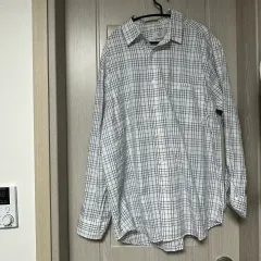 ブルーCHECK長袖シャツM