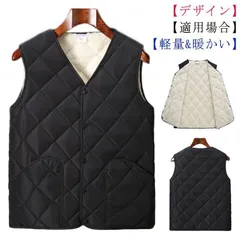 ベスト メンズ 秋冬 防寒 防風 キルティング 裏起毛 Vネック ノースリーブ
