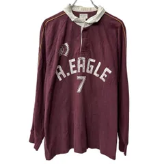 AMERICAN EAGLE OUTFITTERS 長袖 プリントポロシャツ XL ワインレッド プルオーバー ラガーシャツ ラグラン トップス 秋物 a803-5792のサムネイル