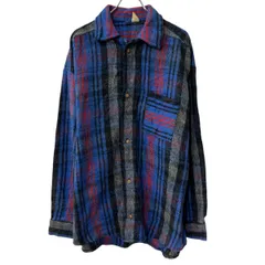 長袖 ネルシャツ 2XL～ ブルー マルチカラー ボタン チェック柄 胸ポケット チェックシャツ 長袖シャツ トップス 厚手 秋冬物 a803-5802
