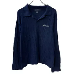 POLO GOLF RALPH LAUREN ニット セーター XL ネイビー ポロゴルフ ラルフローレン プルオーバー コットン混 刺繍 春秋物 a803-5805