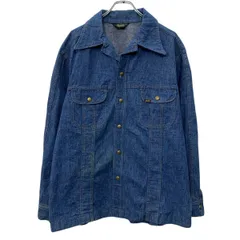 70s USA製 Lee デニムジャケット XL ブルー リー スナップボタン 70年代 ロングポイント カジュアル ライトアウター 薄手 春秋物 a803-5839