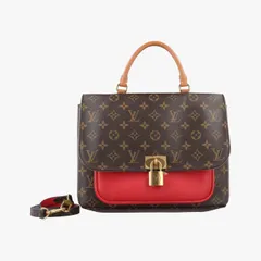 ルイヴィトンLouis Vuittonマリニャン モノグラム/ブラウン×コクリコ モノグラムキャンバス×カーフレザー M44286 AR5128