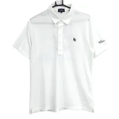 【美品】パーリーゲイツ 半袖ポロシャツ 白×ダークネイビー 後ろビックプリント メンズ 6(XL) ゴルフウェア 2024年モデル PEARLY GATES