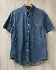 POLO RALPH LAUREN ポロ ラルフローレン ロゴ刺繍 半袖 デニム ボタンダウンシャツ サイズM インディゴ