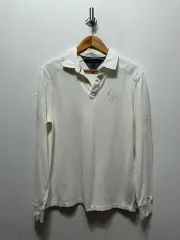 トミーヒルフィガー 白 長袖 ポロTシャツ M