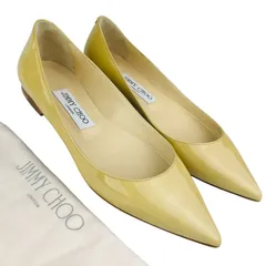 美品★JIMMY CHOO・ジミーチュウ【ALINA】レディース パテントレザー ポインテッドトゥ フラットパンプス フラットシューズ (36/23㎝相当) ブランドシューズ フォーマルシューズ カジュアル イタリア製