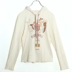 ピンクハウス★ネームワッペン×ウサギptが可愛い♪フード付きカットソー チェック柄 ピコフリル 白系 z18661