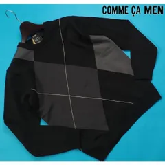 新品展示品定価1.7万円 COMME CA MEN コムサメン アーガイル柄 クルーネックニット M黒(05) 34KM18-B1のサムネイル