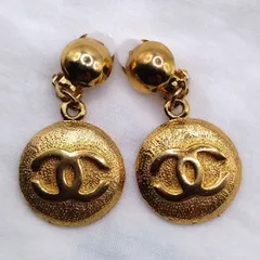 極美品 シャネル イヤリング ヴィンテージ ココマーク ゴールド スイング 23