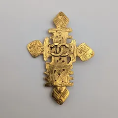 美品 シャネル ブローチ ココマーク ゴールド クロス ヴィンテージ
