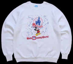 80s USA製 Disneyディズニー 15YEARS Walt Disney World ミッキー マウス スウェット 白 L★A オールド ビンテージ キャラ ホワイト