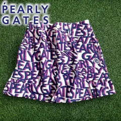 PEARLY GATES パーリーゲイツ ゴルフ 吸水速乾 Peサッカーストライプ ウェーブロゴ 総柄 ストレッチ ミニ スカート ゴルフウェア レディース 055-2234706 定価2.8万 ホワイト ネイビー ピンク  ▲032▼50616w03