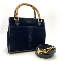 GUCCI グッチ  000 122 0316 バンブー ハンドバッグ スウェード ブラック レディース