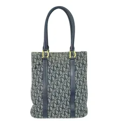 本物 クリスチャン ディオール Christian Dior トロッター ショルダーバッグ トートバッグ キャンバス ネイビー Trotter バッグ 中古・