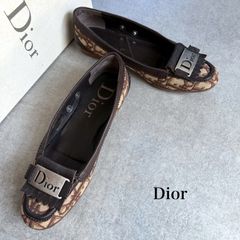 美品 ディオール Dior ローファー レザー パンプス バックル CD 希少 