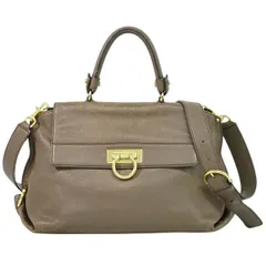 本物 サルヴァトーレ フェラガモ Salvatore Ferragamo ソフィア ガンチーニ 2WAY ショルダーバッグ ハンドバッグ ポシェット レザー ブラウン Sofia バッグ 中古・