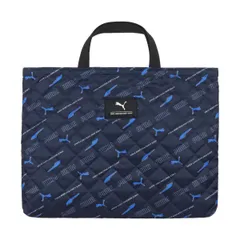 【総柄 ネイビー PM530NB】 レッスンバッグ PUMA プーマ キルティング キルト マチ付き 男の子 小学生 小学校 幼稚園 保育園 キッズ 子供 レッスンバック 大きめ 30 40 手提げバッグ お稽古バッグ おしゃれ