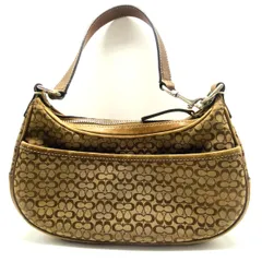 ★COACH コーチ シグネチャー ワンショルダーバッグ 6623 ハンドバッグ レザー キャンバス 茶色 ブラウン系 レディース 中古★007295
