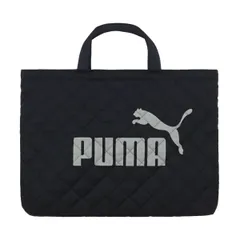 【ビッグロゴ ブラック PM413BK】 レッスンバッグ PUMA プーマ キルティング キルト マチ付き 男の子 小学生 小学校 幼稚園 保育園 キッズ 子供 レッスンバック 大きめ 30 40 手提げバッグ お稽古バッグ おしゃれ