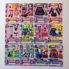 ② 白樺リサ 黒沢凛 12枚セット ドーリースターブーツ ブラックラブストライプトップス チェーンベルト付きゼブラスカート ダンススターショーパン ダンススターブーツ ペッパーゴールドトップス ペッパーゴールドサンダル ほか ／ アイカツ！ Aikatsu！