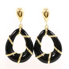 K18YG ピアス オニキス 総重量約5.4g