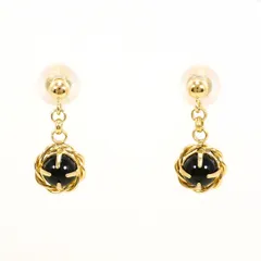 K18YG ピアス オニキス 総重量約0.6g