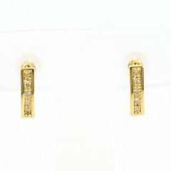 K18 18金 ピアス ジルコニア バゲットカット ゴールド 揺れる 洗浄済 