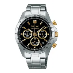 【新品※ショップ出品】SEIKO セイコー クロノグラフ 国内モデル SBTR015 ブラック 逆輸入 ブラック文字盤 ゴールドインデックス 40mm 10気圧防水 シンプル メンズ ムーブメント日本製 クォーツ ビジネス