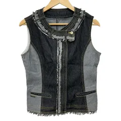 HIROKO BIS(ヒロコビス) ベスト サイズ11 M レディース美品  - 黒×ダークグレー デニム