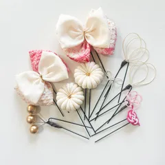 〔586〕卒業式　七五三　髪飾り　ヘッドドレス　ヘアピン　白　ピンク　水引ピン