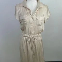OFUON オフオン シャツワンピース 38 ベージュ 半袖 ウエストリボン　20251010-0008