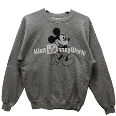 Disney/ディズニー Hanes/ヘインズ WALT DISNEY ウォルトディズニー ディズニーランド ミッキーマウス スウェット トレーナー 長袖 フロントプリント クルーネック ElSalvador製 Mサイズ グレー