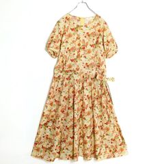 アトリエドゥサボン 夏のフルーツプリントフレンチギャザーワンピース
